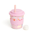 Pink unicorn keep cup with lid and straw, printed 8oz tumbler
