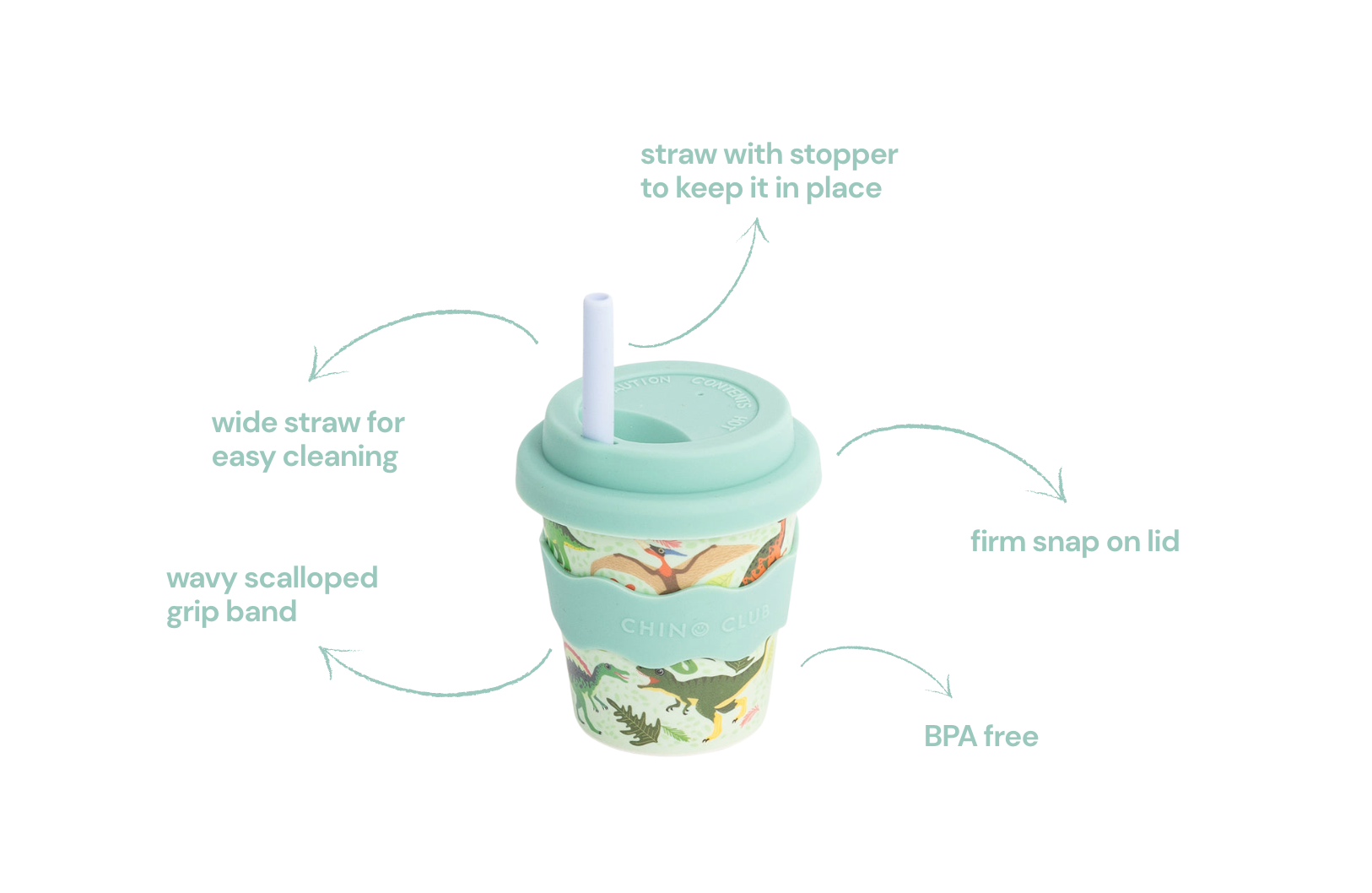 Green Dino Babychino Cup 4oz